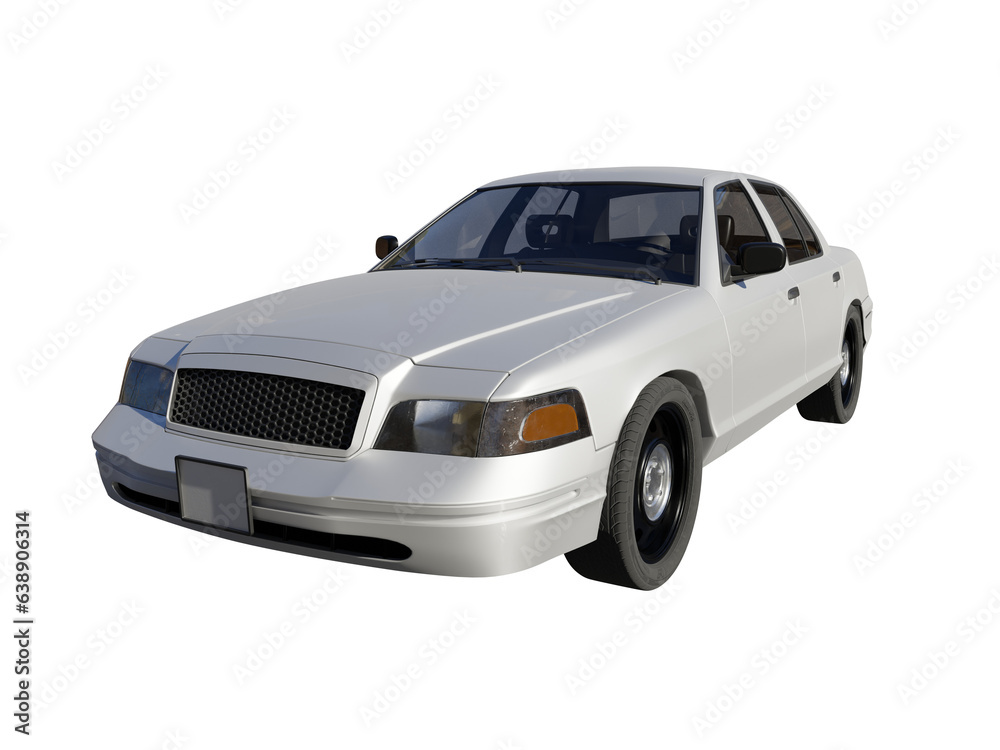White car front angle view isolated 3d render