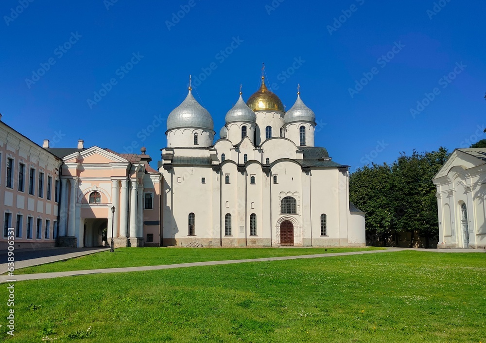 Russia, Novgorod region, Veliky Novgorod – 08.08.2023. St. Sophia Cathedral, an ancient Orthodox church