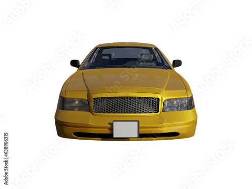 Yellow car front view isolated. 3d render © Evgenii