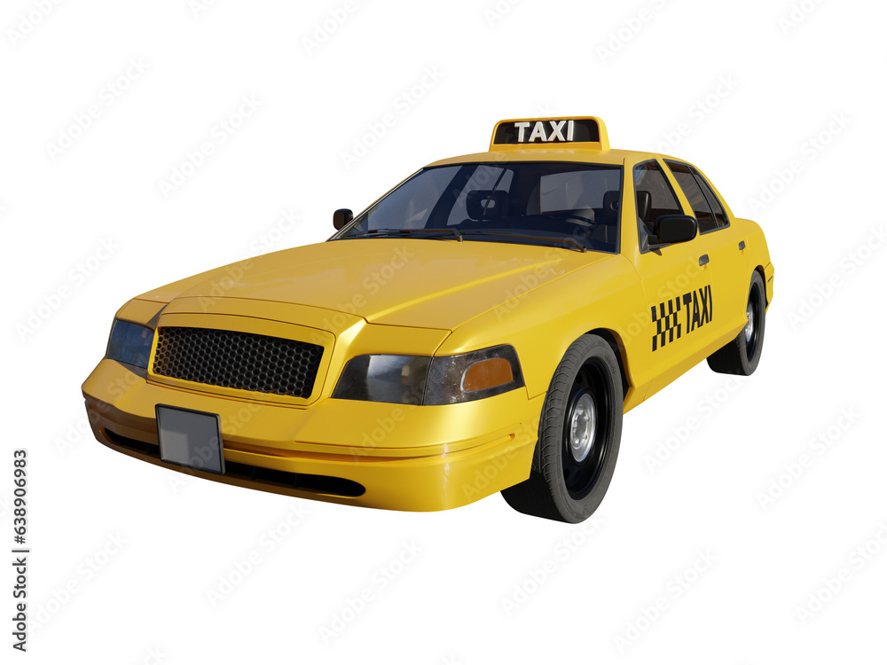 Taxi cab front angle view isolated 3d render