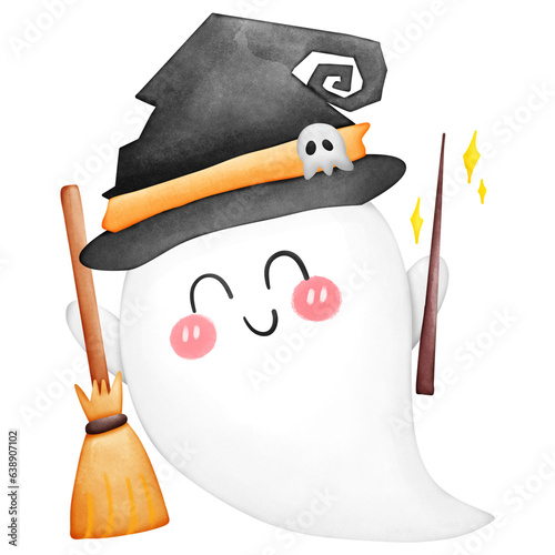 halloween witch with broom