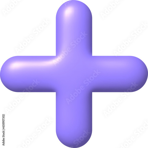 Math 3D icon. Purple arithmetic plus sign. 3d png realistic design element.