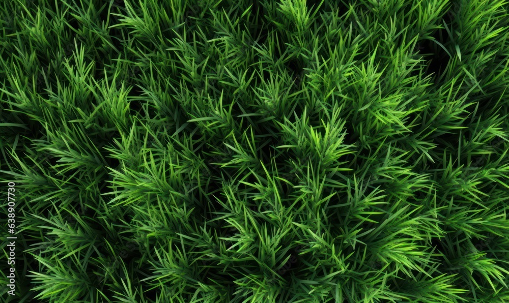 Fresh lush green grass on meadow with drops of water dew. Close-up macro.For banner, postcard, book illustration. Created with generative AI tools