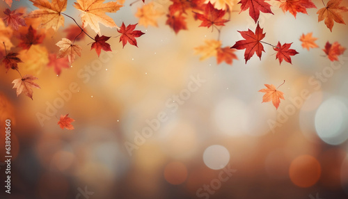 Autumn Maple Leaves Falling with Defocused Background - Serene Seasonal Impression