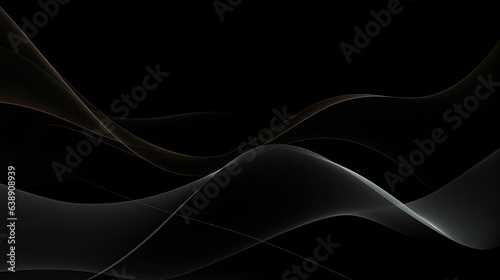 Abstract wavy metallic, 3D abstract wallpaper with dark and black background, illustration.