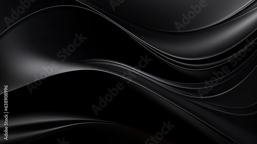 Abstract wavy metallic, 3D abstract wallpaper with dark and black background, illustration