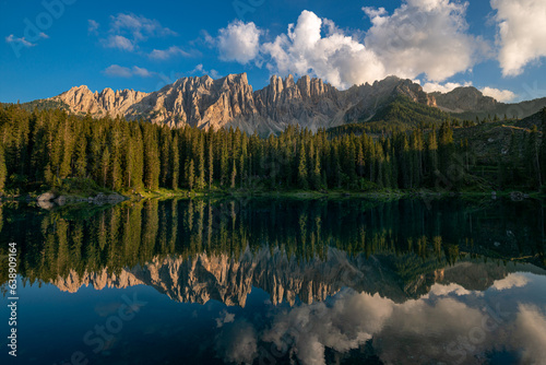 Fototapeta Naklejka Na Ścianę i Meble -  View of Lake Carezza, Dolomites, Italy