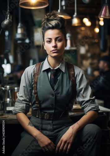 Empowering Workforce Diversity. Portrait of Woman in men's clothes or non-binary individual excelling in their professional environment.