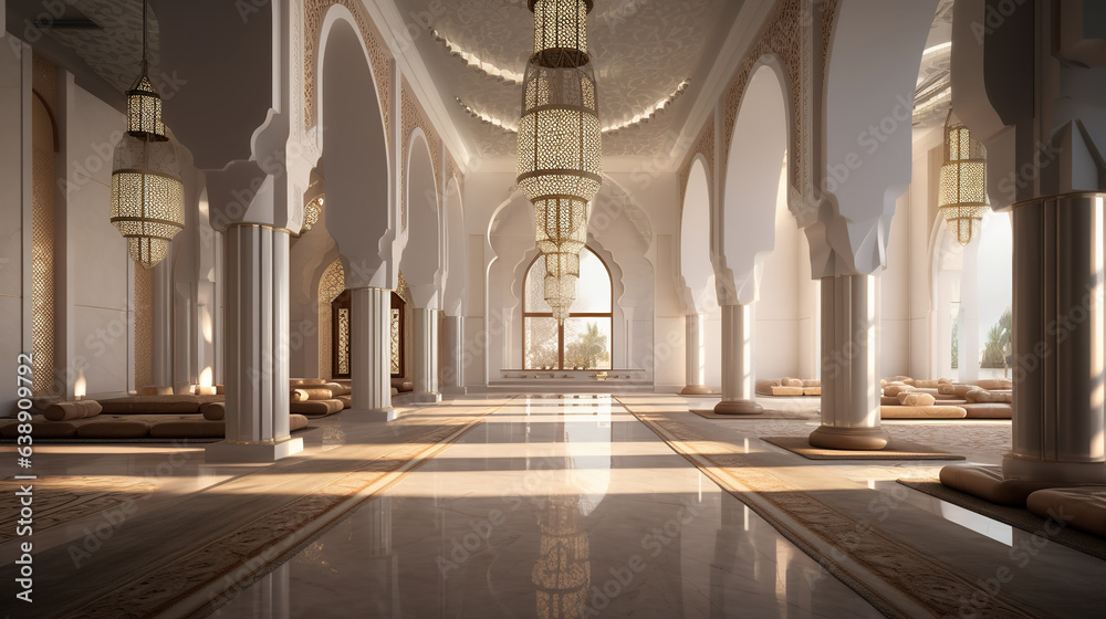Minimalist Interior of Modern Mosque