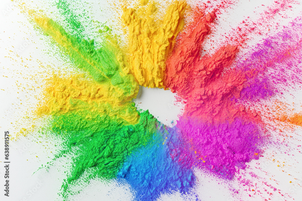 Colorful rainbow with powder paint