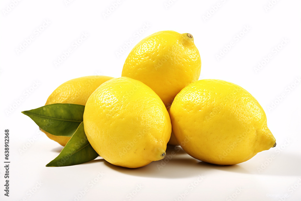 Four lemons on a white