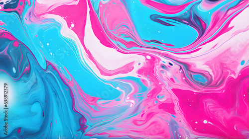 Retro Neon Marbling. An elegant blend of neon pink and turquoise marbling, capturing the essence of 80s opulence in a swirling, luxurious texture