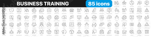 Business training line icons collection. Workshop, lecture, education icons. UI icon set. Thin outline icons pack. Vector illustration EPS10