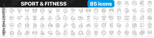 Sport and fitness line icons collection. GYM  diet  sport icons. UI icon set. Thin outline icons pack. Vector illustration EPS10