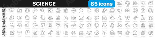 Science line icons collection. Education, learning, medicine, technology icons. UI icon set. Thin outline icons pack. Vector illustration EPS10