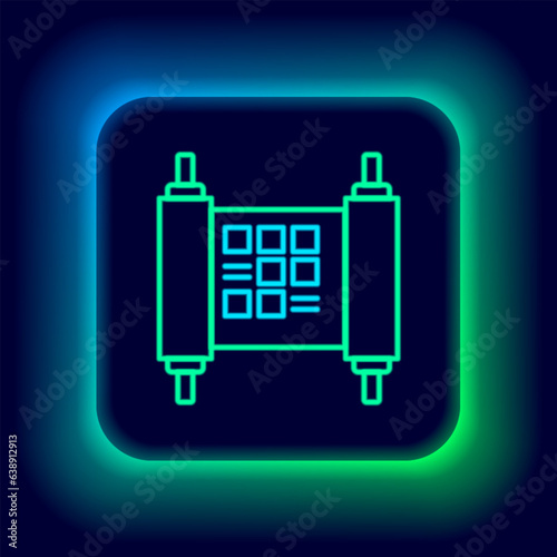 Glowing neon line Decree, paper, parchment, scroll icon icon isolated on black background. Chinese scroll. Colorful outline concept. Vector