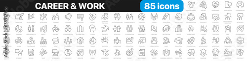 Career and work line icons collection. Growth, teamwork, audit, training, target icons. UI icon set. Thin outline icons pack. Vector illustration EPS10