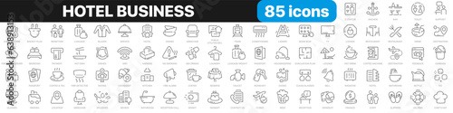 Hotel line icons collection. Service, feedback, interior, reception, restaurant icons. UI icon set. Thin outline icons pack. Vector illustration EPS10