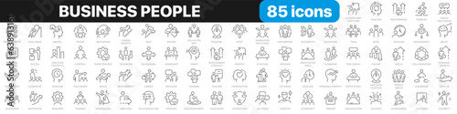 Business people line icons collection. Teamwork, goal, education, skills, career icons. UI icon set. Thin outline icons pack. Vector illustration EPS10