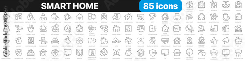 Smart home line icons collection. Secure, technology, internet, controller icons. UI icon set. Thin outline icons pack. Vector illustration EPS10