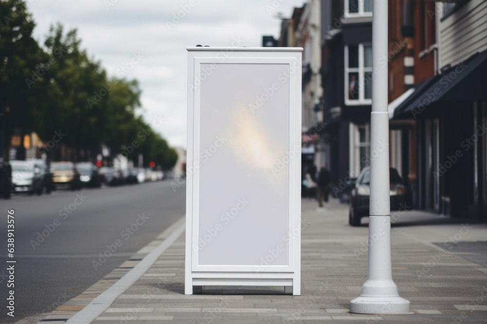 Layout of a white outdoor advertising poster