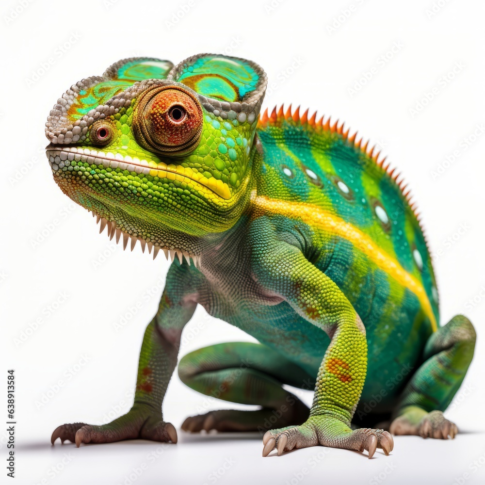 Fototapeta premium Chameleon isolated in a white background