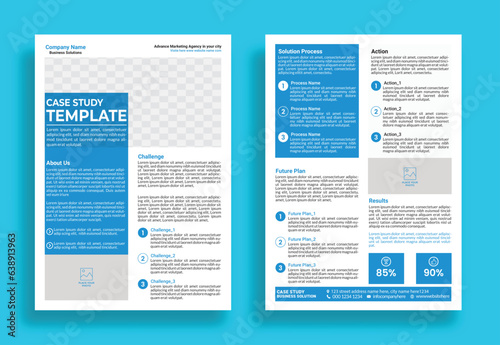 Case study template, Business case study layout, Double side flyer template, Case Study, Case Study