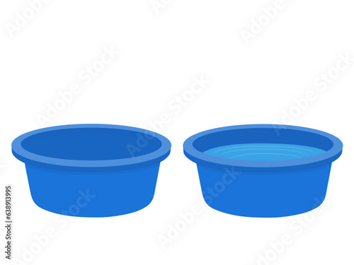 Plastic basin on white background.