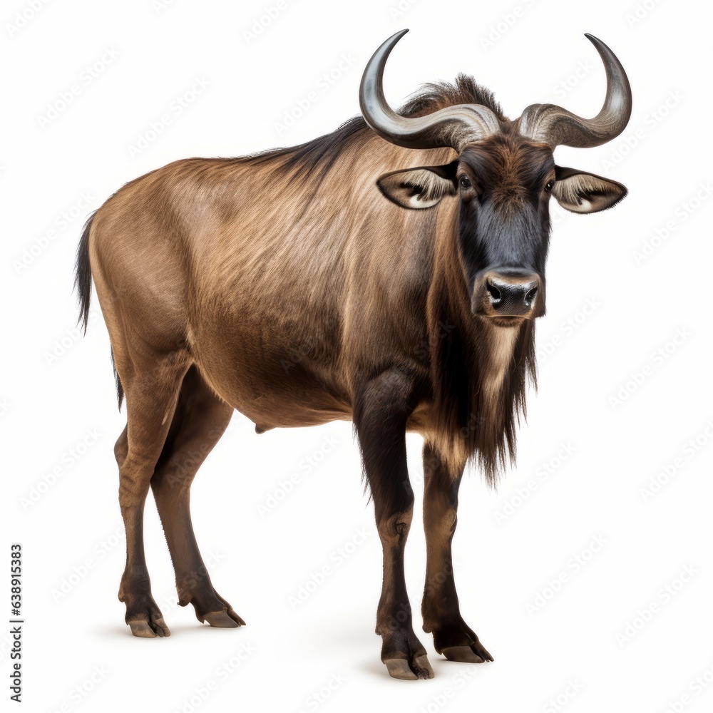 photo of a Wildebeest isolated in a white background