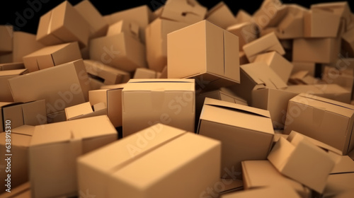 Pile of cardboard boxes for trade  retail  production and distribution