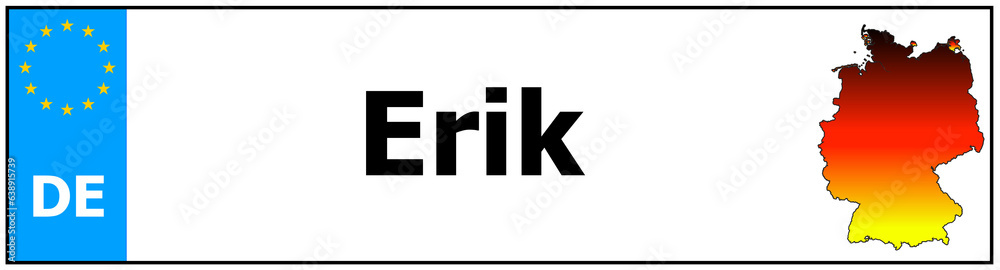 Car sticker sticker with name Erik and map of germany Car sticker sticker with name Erik and map of germany