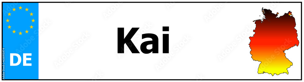 Car sticker sticker with name Kai  and map of germany