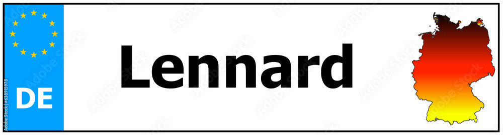 Car sticker sticker with name Lennard and map of germany Car sticker sticker with name Lennard and map of germany