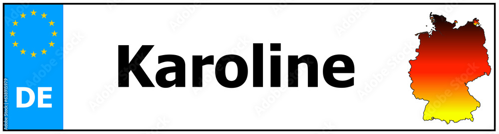 Car sticker sticker with name Karoline and map of germany