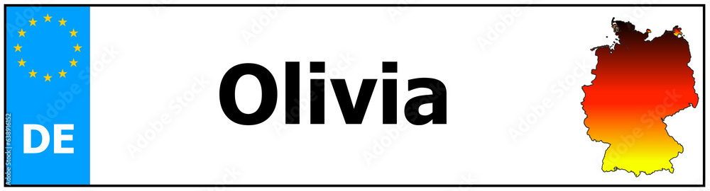 Car sticker sticker with name Olivia and map of germany Car sticker sticker with name Olivia and map of germany