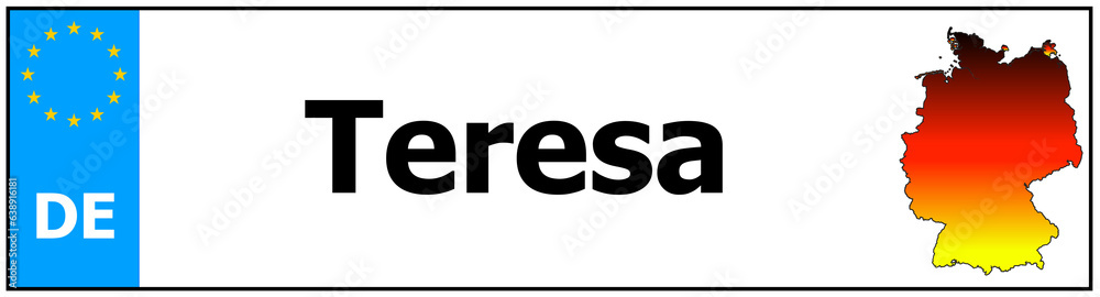 Car sticker sticker with name Teresa and map of germany Car sticker sticker with name Teresa and map of germany