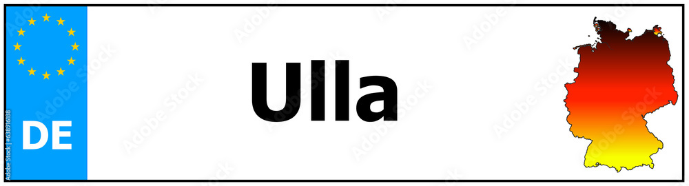 Obraz premium Car sticker sticker with name Ulla and map of germany