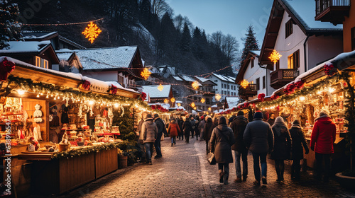 Beautiful and romantic Christmas markets. AI generative. © Dar1930