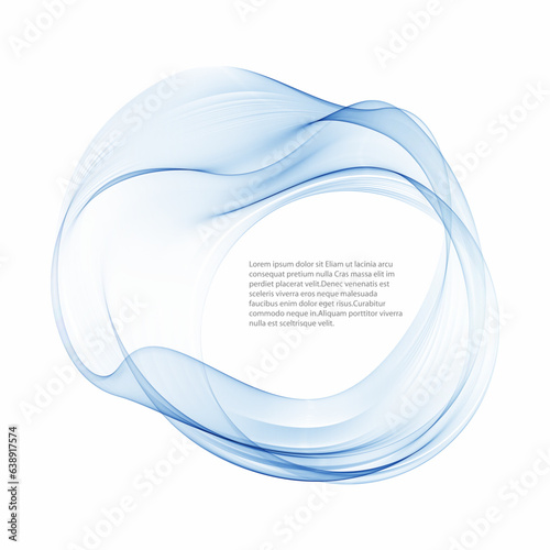 Wavy abstract design element. Transparent blue lines in the form of a circle. Frame