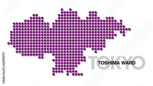 東京都豊島区のドット地図 影付き