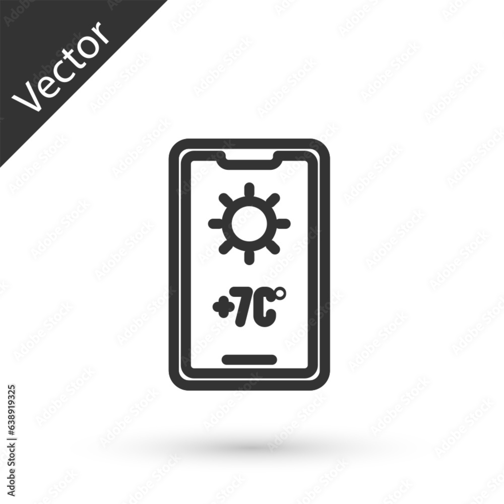 Grey line Weather forecast icon isolated on white background. Vector Illustration Grey line Weather forecast icon isolated on white background. Vector Illustration