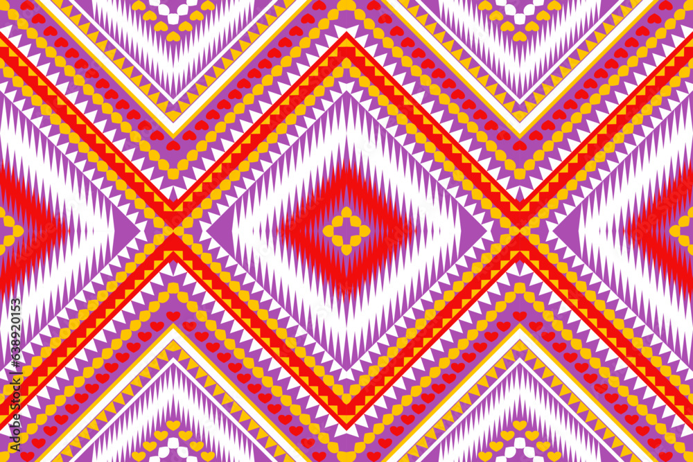 Seamless design pattern, traditional geometric zigzag pattern.red drop of water red white yellow purple vector illustration design, abstract fabric pattern, aztec style for print textiles 