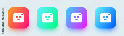 Error solid icon in square gradient colors. Disconnect network signs vector illustration.