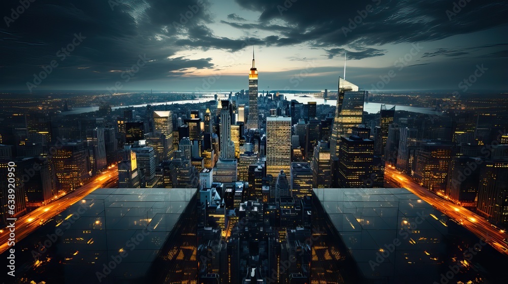 Obraz premium vue de building dans la nuit