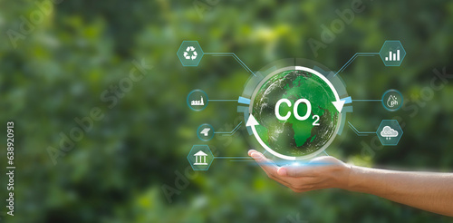 The carbon neutral concept reduces CO2 emissions, reducing global warming. Goal of net zero carbon emissions 2050