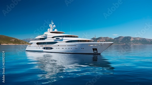 Motor Yacht. Luxury Yacht on the Ocean for a Summer Cruise Vacation © Alona