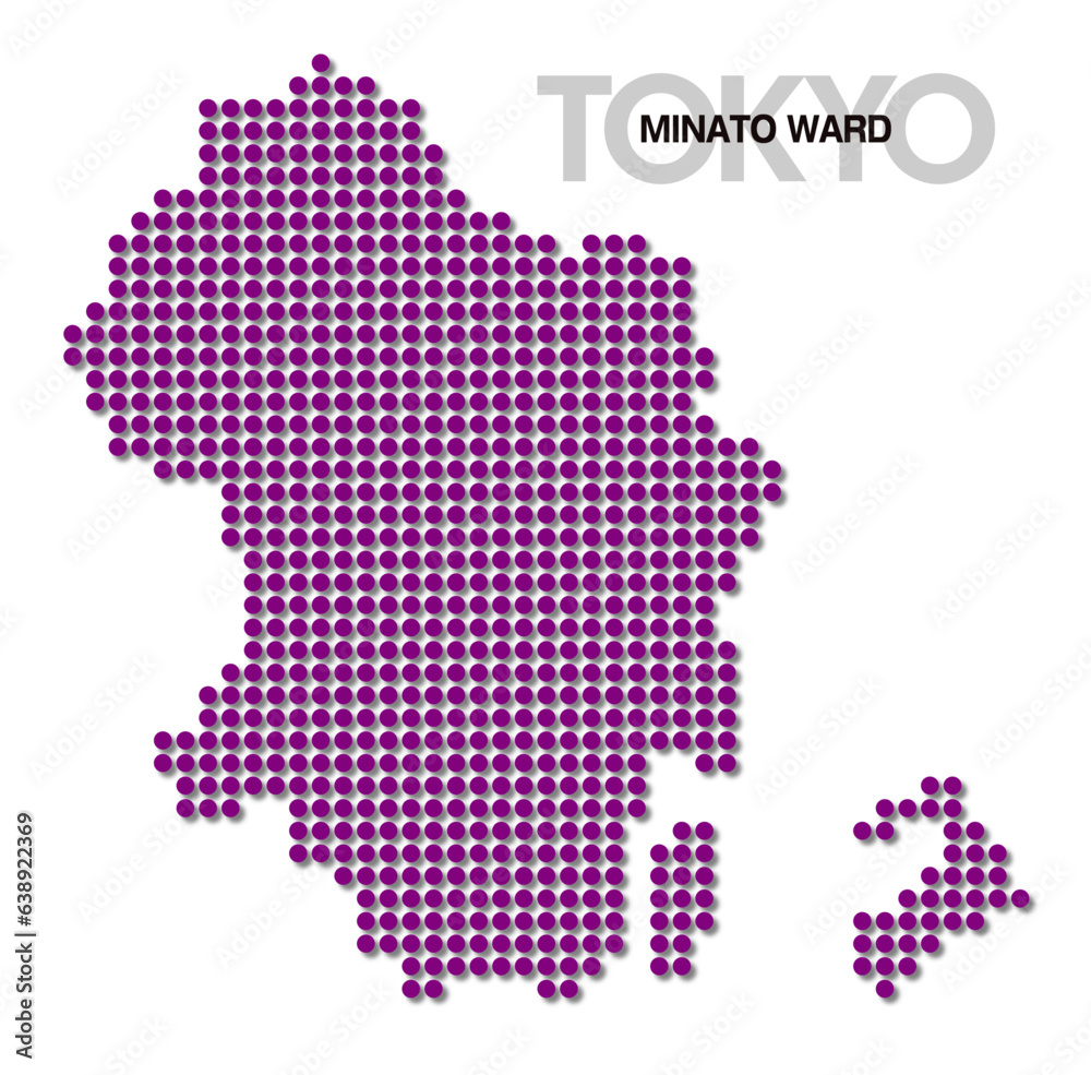 東京都港区のドット地図 影付き