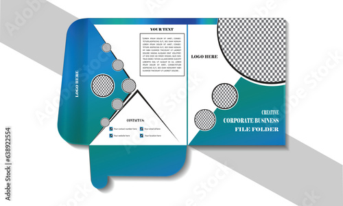 modern design template for infographics and  Business Presentation folder for files, design. The layout is for posting information about the company, photo, text.