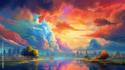 Beautiful sky multicolour. Generative Ai