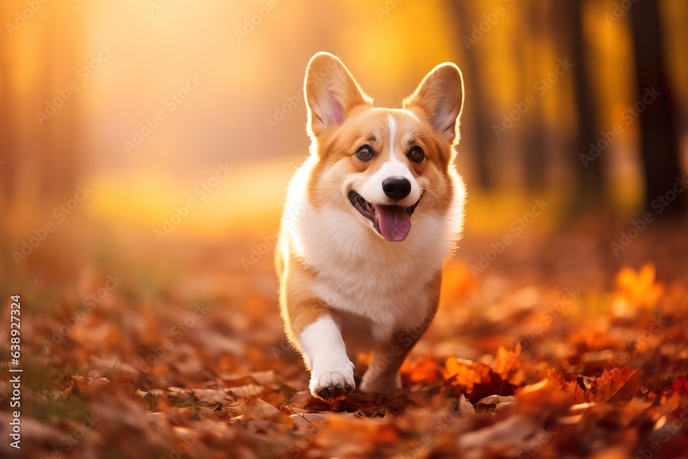 Autumn Adventures: Corgi Dog in the Park